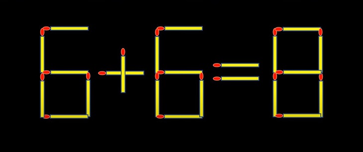 Thử tài IQ: Di chuyển một que diêm để 6+6=8 thành phép tính đúng- Ảnh 1.