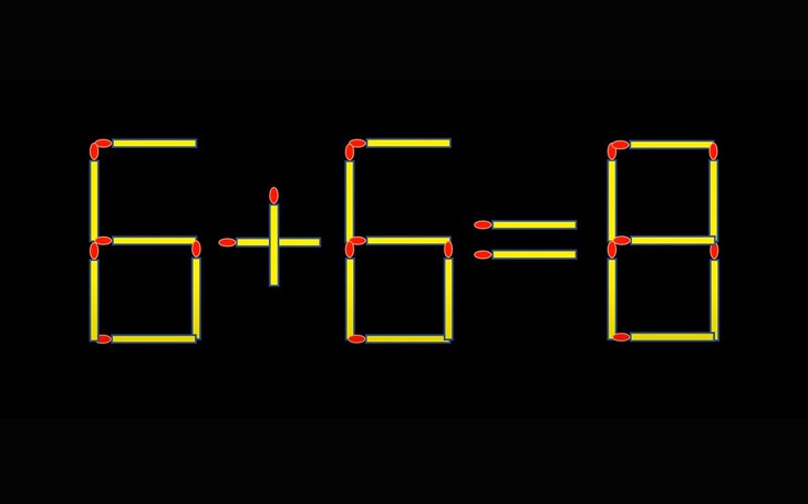 Thử tài IQ: Di chuyển một que diêm để 6+6=8 thành phép tính đúng