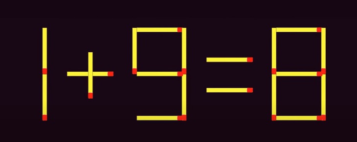 Thử tài IQ: Di chuyển hai que diêm để 1+9=8 thành phép tính đúng - Ảnh 1.