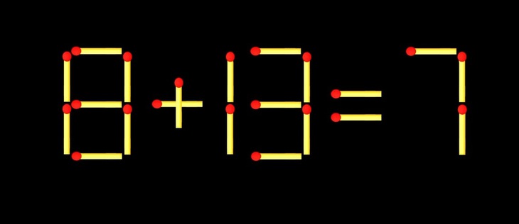 Thử tài IQ: Di chuyển một que diêm để 8+13=7 thành phép tính đúng - Ảnh 1.