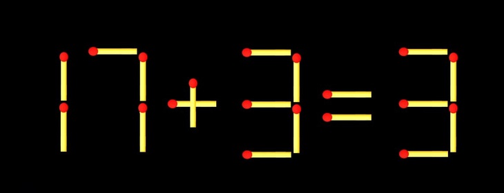 Thử tài IQ: Di chuyển một que diêm để 17+3=3 thành phép tính đúng - Ảnh 1.