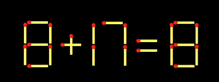 Thử tài IQ: Di chuyển một que diêm để 8+17=8 thành phép tính đúng - Ảnh 1.