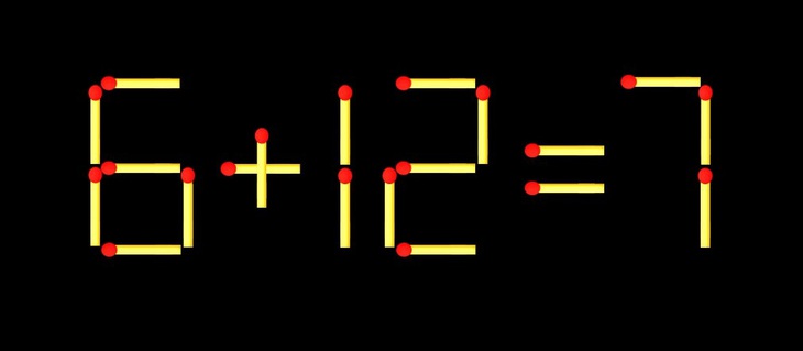 Thử tài IQ: Di chuyển một que diêm để 6+12=7 thành phép tính đúng - Ảnh 1.