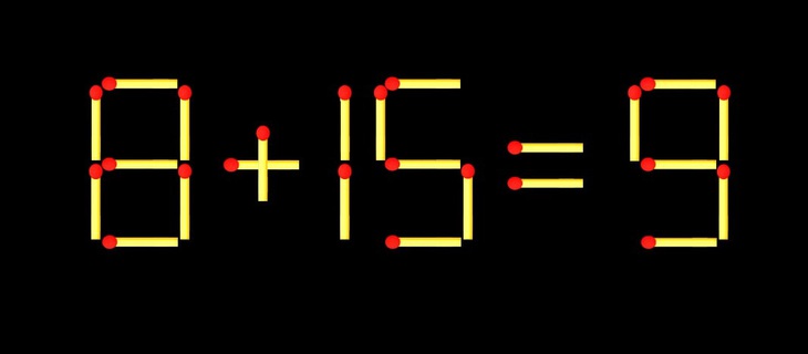 Thử tài IQ: Di chuyển một que diêm để 8+15=9 thành phép tính đúng - Ảnh 1.