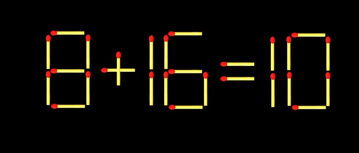 Thử tài IQ: Di chuyển một que diêm để 8+16=10 thành phép tính đúng - Ảnh 1.