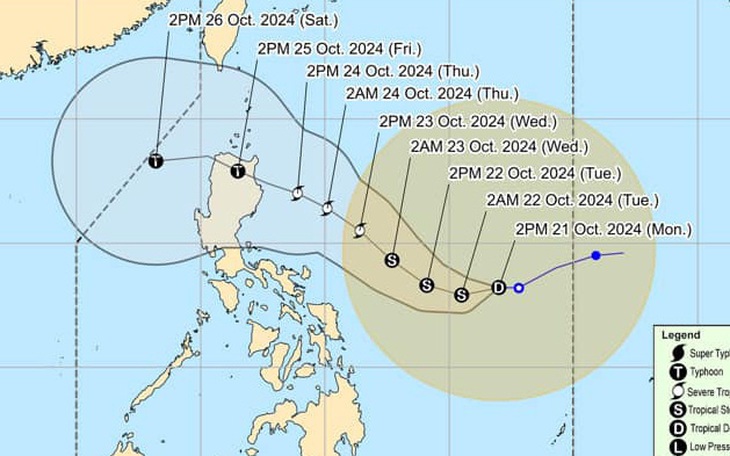 Áp thấp nhiệt đới ngoài khơi Philippines mạnh lên thành bão Trami - Ảnh 2.