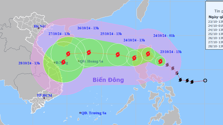 Gió bão Trami khả năng tăng liền 3 cấp sau khi vào Biển Đông - Ảnh 1.