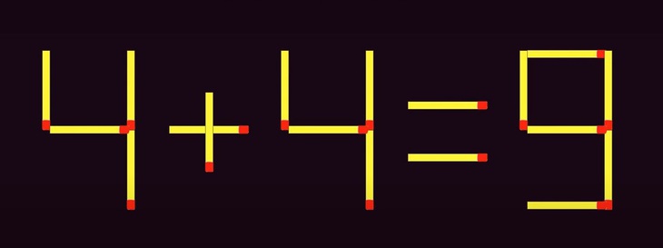 Thử tài IQ: Di chuyển hai que diêm để 4+4=9 thành phép tính đúng - Ảnh 1.