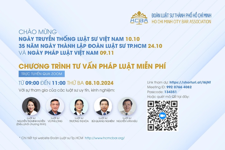 Ngày 8-10, nhiều luật sư dày dặn kinh nghiệm sẽ tư vấn pháp luật trực tuyến, miễn phí - Ảnh 2.