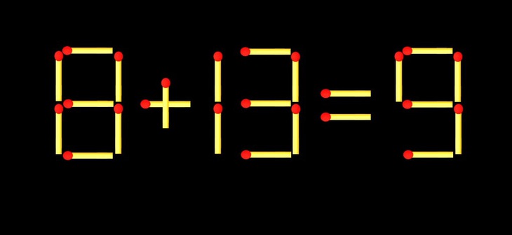 Thử tài IQ: Di chuyển hai que diêm để 8+13=9 thành phép tính đúng - Ảnh 1.