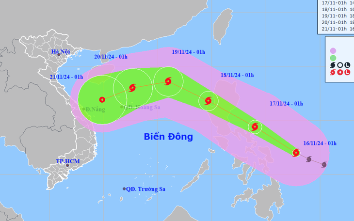 Siêu bão Man-yi liên tục thay đổi cường độ và hướng đi trên Biển Đông do không khí lạnh - Ảnh 2.