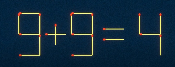 Thử tài IQ: Di chuyển một que diêm để 9+4=1 thành phép tính đúng - Ảnh 2.