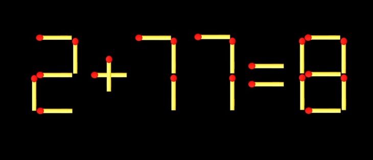 Thử tài IQ: Di chuyển một que diêm để 2+77=8 thành phép tính đúng - Ảnh 1.