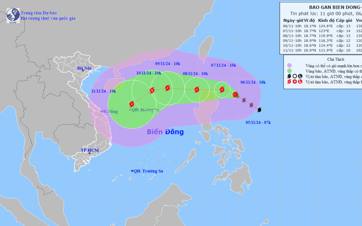 Bão Yinxing rất mạnh, ngày 8-11 vào Biển Đông - Ảnh 1.