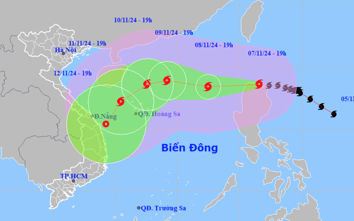 Thời tiết hôm nay 8-11: Miền Trung hết mưa to, bão Yinxing vào Biển Đông - Ảnh 2.