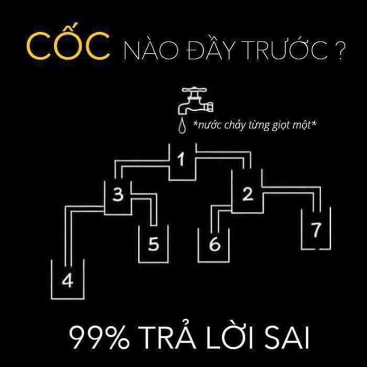 Cốc nào đầy nước đầu tiên? - Ảnh 1.