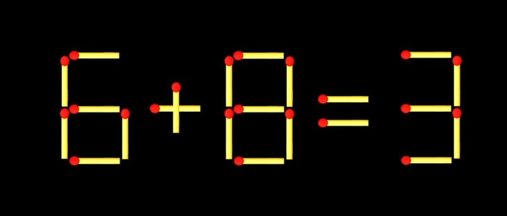 Thử tài IQ: Di chuyển một que diêm để 6+8=3 thành phép tính đúng - Ảnh 1.