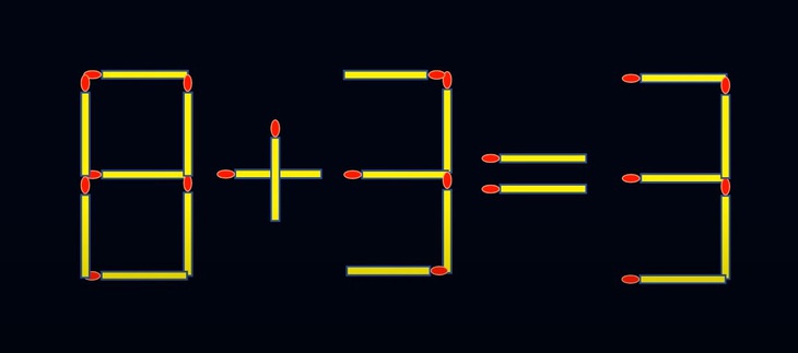 Thử tài IQ: Di chuyển một que diêm để 8+3=3 thành phép tính đúng - Ảnh 1.