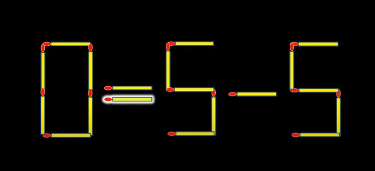 Thử tài IQ: Di chuyển một que diêm để 0-5=5 thành phép tính đúng - Ảnh 1.