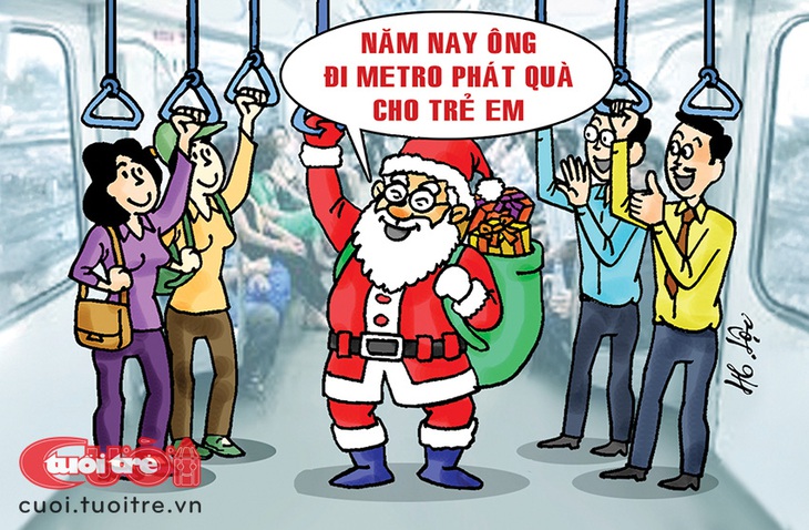 Ông già Noel lợi dụng metro số 1 - Ảnh 1.