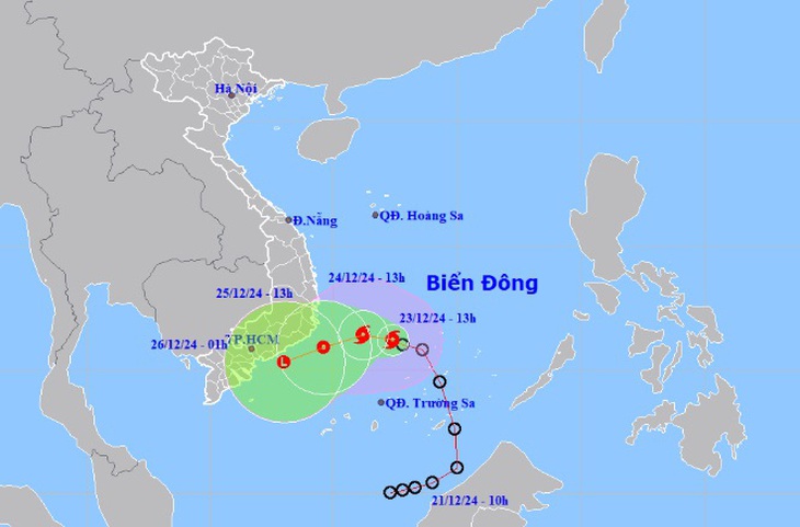 Bão lượn sát bờ, TP.HCM và miền Nam mưa gió ra sao dịp Giáng sinh? - Ảnh 1.