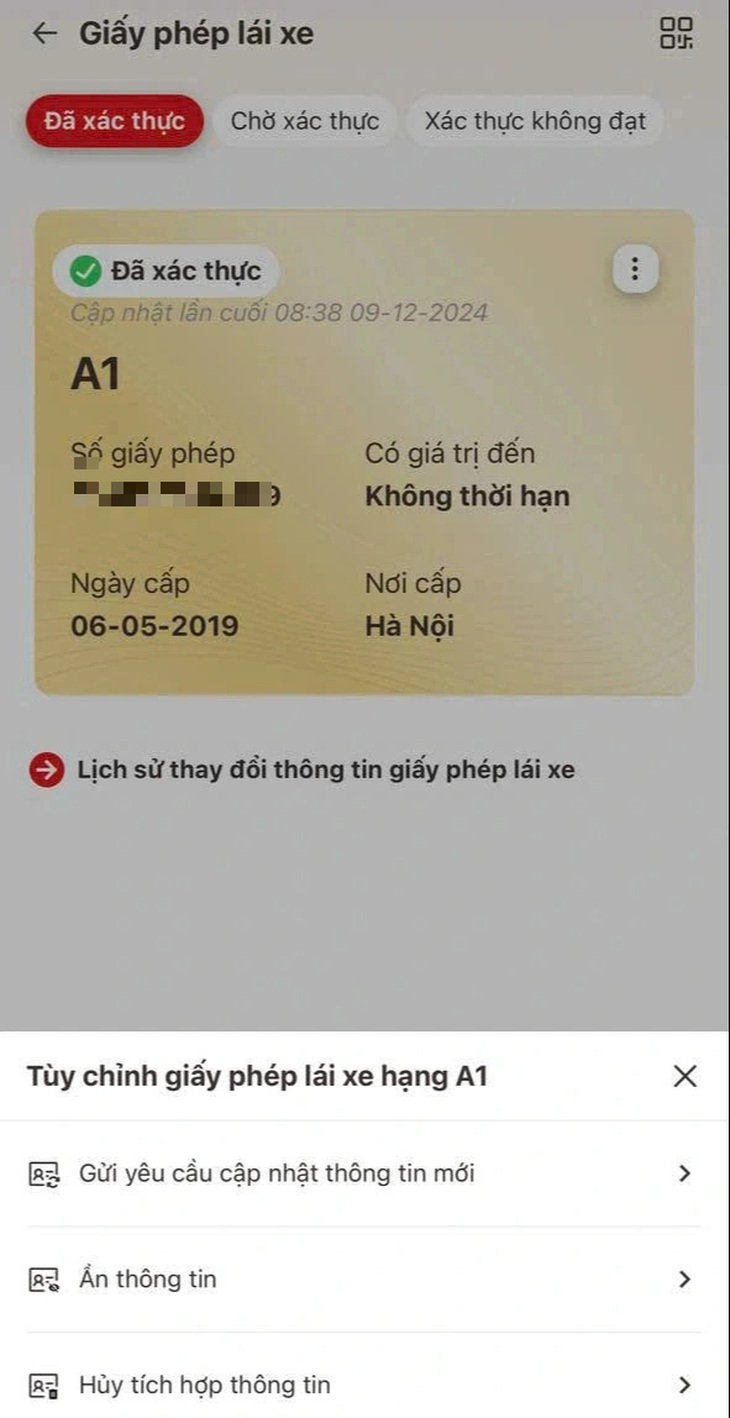 Vì sao nhiều người không cập nhật được thời hạn bằng lái xe mới đổi lên VNeID? - Ảnh 2.