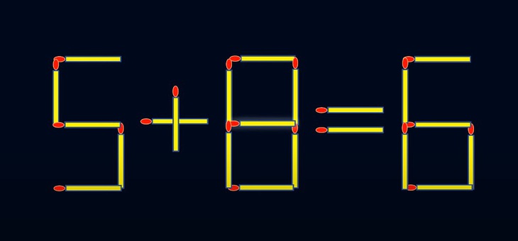 Thử tài IQ: Di chuyển một que diêm để 5+8=6 thành phép tính đúng - Ảnh 1.