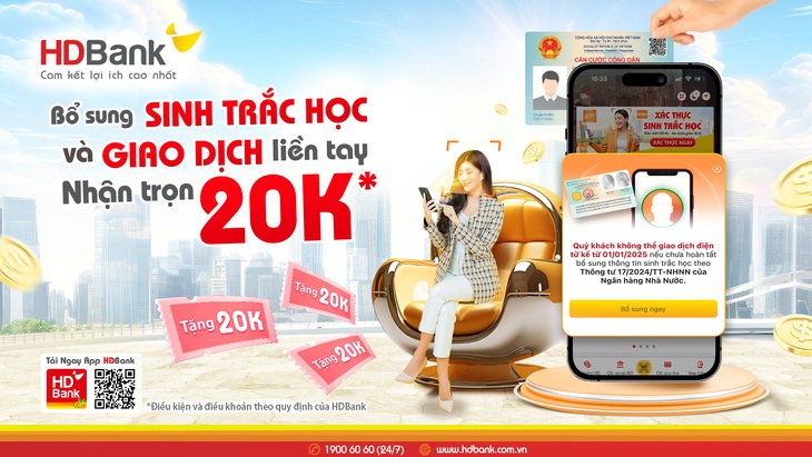 HDBank: khách hàng cần bổ sung sinh trắc học, tránh gián đoạn giao dịch - Ảnh 2.