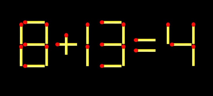 Thử tài IQ: Di chuyển một que diêm để 8+13=4 thành phép tính đúng - Ảnh 1.