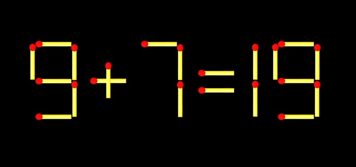 Thử tài IQ: Di chuyển một que diêm để 9+7=19 thành phép tính đúng - Ảnh 1.