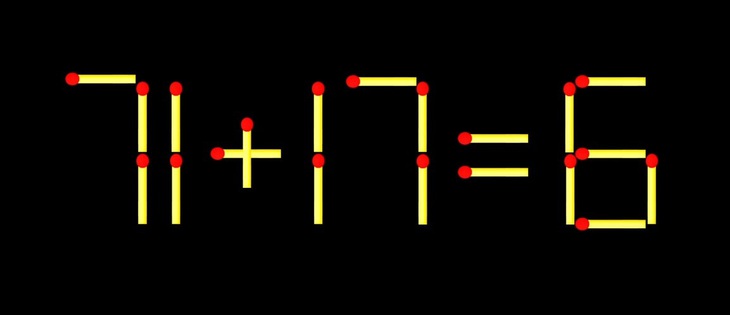 Thử tài IQ: Di chuyển một que diêm để 71+17=6 thành phép tính đúng - Ảnh 1.