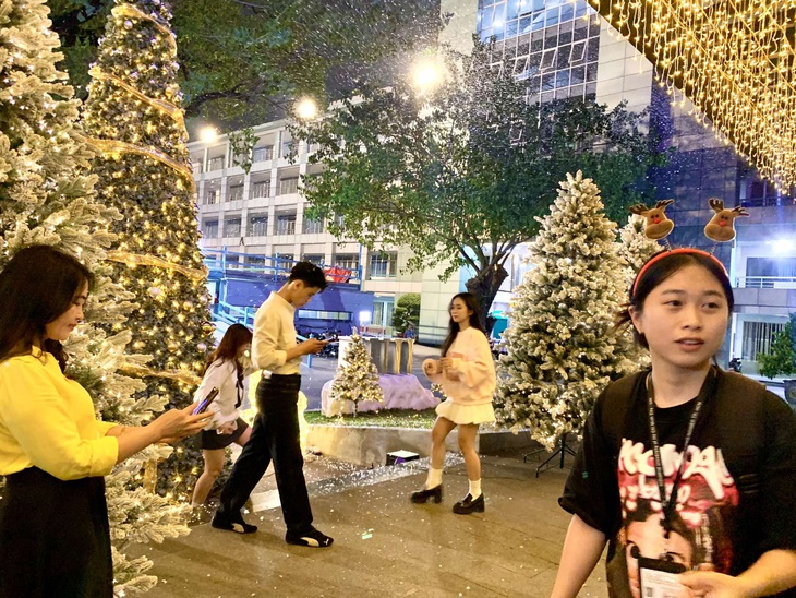 Trường đại học ở TP.HCM có vườn thông Noel và 'tuyết' rơi như ở châu Âu - Ảnh 2.