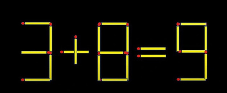 Thử tài IQ: Di chuyển một que diêm để 3+8=9 thành phép tính đúng- Ảnh 1.