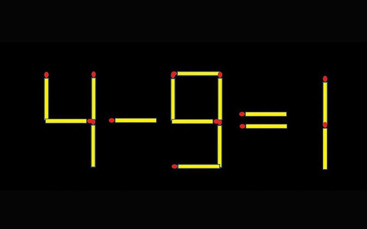 Thử tài IQ: Di chuyển một que diêm để 4-9=1 thành phép tính đúng