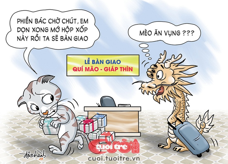 Vì sao mùng 6 Tết mèo Quý Mão mới chịu bàn giao - Tranh: Độc Hành