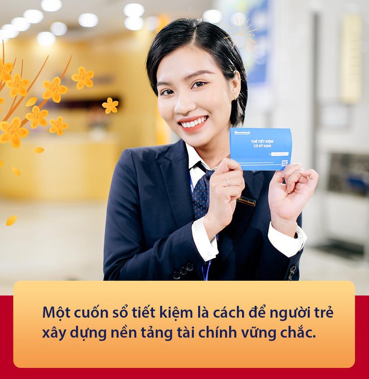 Người trẻ chọn quà tết ‘kiểu mới’ cho cha mẹ- Ảnh 1. Một cuốn sổ tiết kiệm là cách để người trẻ xây dựng nền tảng tài chính vững chắc - Ảnh: Sacombank