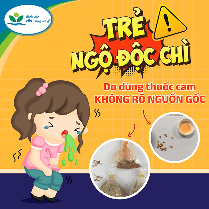 Bệnh viện Nhi trung ương cảnh báo nguy cơ ngộ độc chì từ thuốc cam không rõ nguồn gốc - Ảnh: BVCC