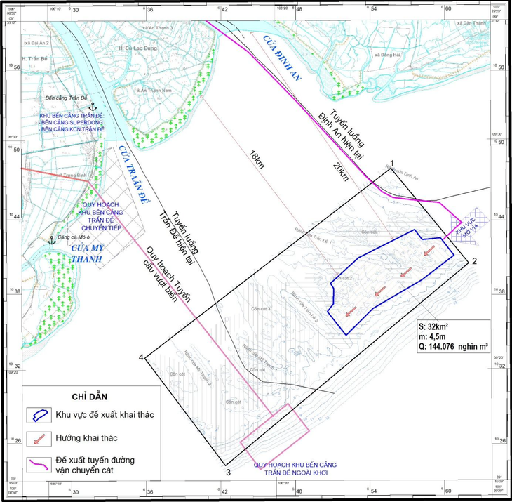 Khu vực mỏ cát biển tại tỉnh Sóc Trăng dự kiến được đưa vào khai thác - Ảnh: Bộ Tài nguyên và Môi trường