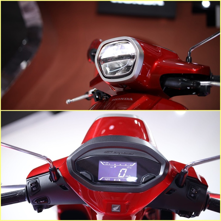 Ở đầu xe, Honda Stylo 160 sở hữu thiết kế đèn pha khá vuông vức đi cùng công nghệ LED. Dải đèn LED định vị ban ngày cùng với đèn xi-nhan LED nằm thấp ở hai bên yếm - Ảnh: Suara