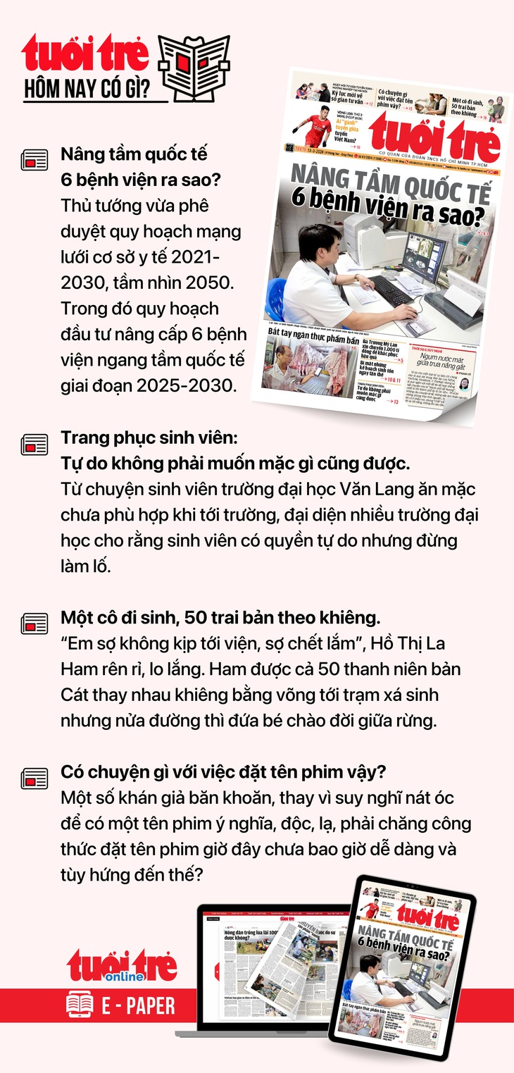 Tin tức chính trên Tuổi Trẻ nhật báo hôm nay 13-3. Để đọc Tuổi Trẻ báo in phiên bản E-paper, mời bạn đăng ký Tuổi Trẻ Sao TẠI ĐÂY