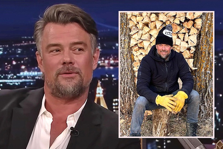 Nam diễn viên Josh Duhamel với đống củi tự tay ông bổ như là kỹ năng tự sinh tồn nơi hoang dã - Ảnh: perezhilton.com