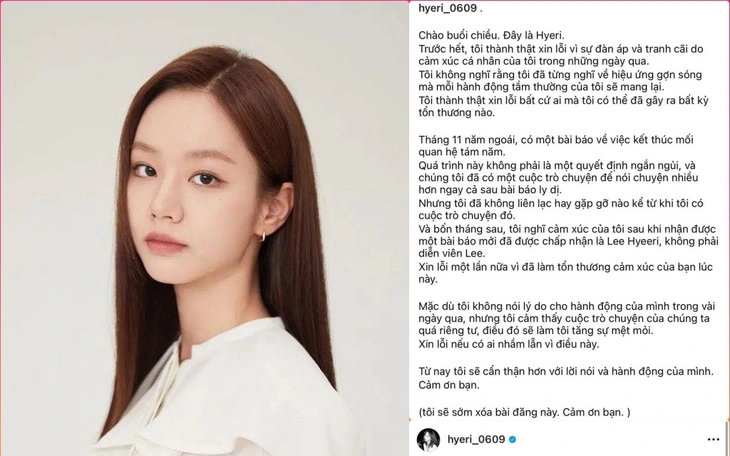 Hyeri bất ngờ xin lỗi giữa drama hẹn hò của 