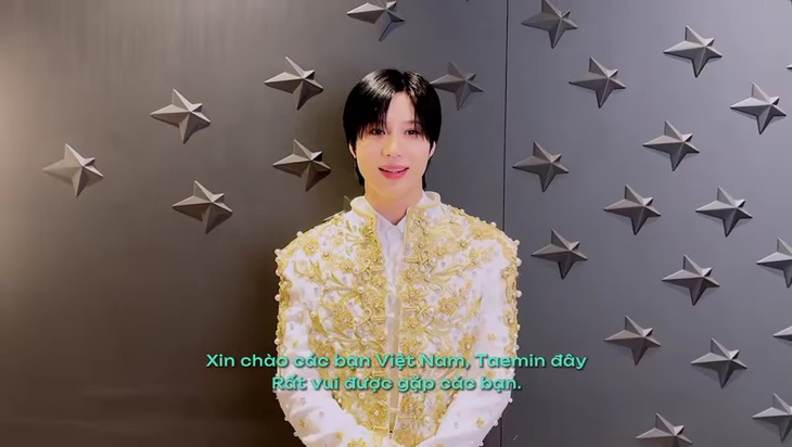 Taemin gửi lời chào đến người hâm mộ Việt Nam - Ảnh: chụp màn hình