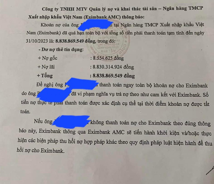 Ngay sau khi khách hàng P.H.A. chia sẻ câu chuyện món nợ từ 8,5 triệu lên thành hơn 8,8 tỉ đồng sau 11 năm đã gây bão dư luận