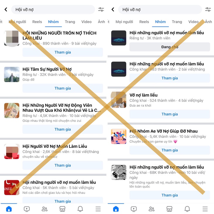 Nhiều hội nhóm “vỡ nợ, làm liều” hoạt động công khai trên Facebook
