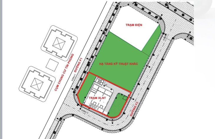 Vị trí xây dựng trạm xử lý nước thải - Ảnh: UBND quận 12 cung cấp