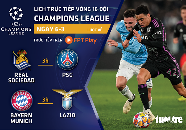 Lịch trực tiếp Champions League: Lazio đấu Bayern Munich - Đồ họa: AN BÌNH