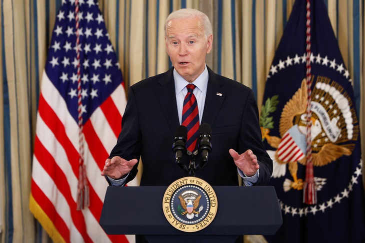 Tổng thống Biden phát biểu trước một cuộc họp tại Nhà Trắng ngày 5-3 - Ảnh: REUTERS