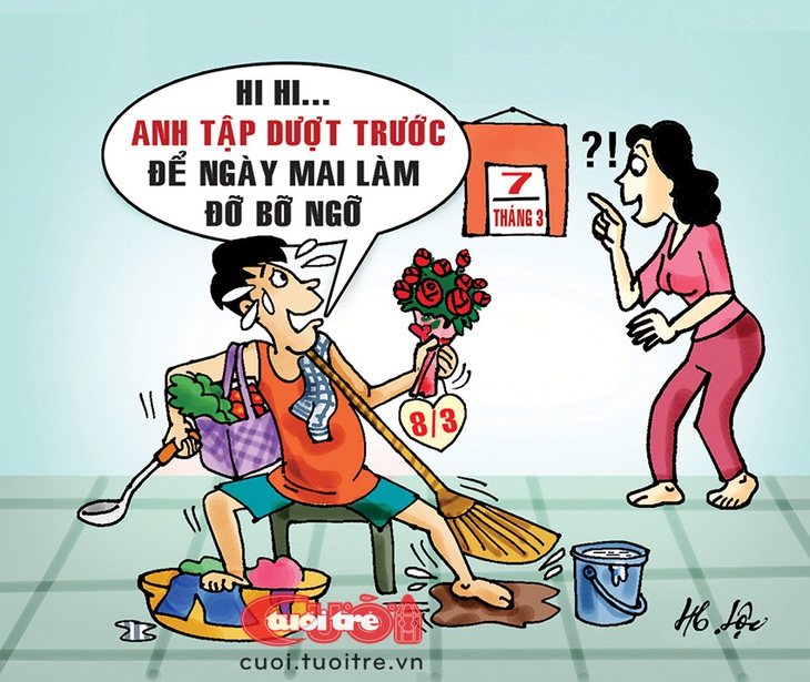 Cánh mày râu lặn sâu trước giờ G- Ảnh 2. Tập dượt trước ngày 8-3 - Tranh: Hữu Lộc