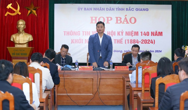 Ông Trương Quang Hải - giám đốc Sở Văn hóa, Thể thao và Du lịch tỉnh Bắc Giang - thông tin thêm về Khởi nghĩa Yên Thế - Ảnh: HÀ QUÂN